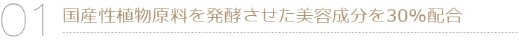 01 国産生植物原料を発酵させた美容成分を30%配合