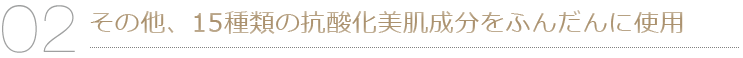 02 その他、15種類の抗酸化美肌成分をふんだんに使用